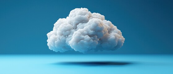 3D Render of a Single Fluffy White Cloud Against a Blue Background