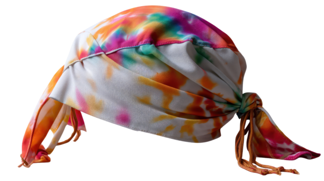 Tie-Dye Bandana: A vibrant tie-dye bandana, its colorful patterns creating a dynamic and artistic expression, embodying a sense of free-spirited style and self-expression.