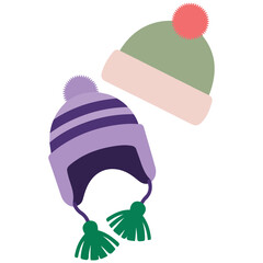 Winter hats earmuffs set vector isolated white background