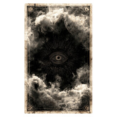 All-Seeing Eye in a Cloudy Sky Vintage Mystical Design
