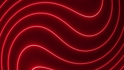 Abstract red neon light waves flowing and twisting across a dark background creating a dynamic and modern graphic design element.