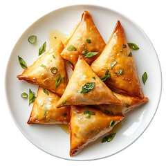 Samosa, samsa or somsa is a triangular fried cake. The filling is boiled potatoes seasoned with spices mixed with peas, onions, cilantro, and sometimes paneer. This snack is popular in Central Asia, S