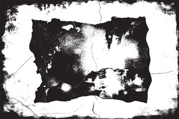 Grunge-style torn paper texture with cracked edges and rough border. Perfect for overlays, posters, backgrounds, album art, or digital design needing a vintage or distressed effect.