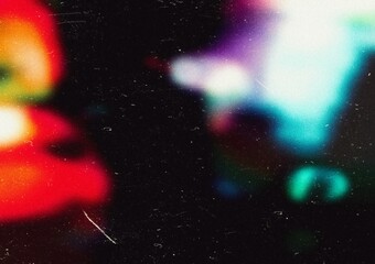 Grainy rainbow Lens Optical Flare Film Dust Overlay Effect Vintage Abstract Light Leaks Photo Retro Camera Defocused Blur Reflection Bright Sunlights. Use Screen Overlay Mode for Photo Processing.
