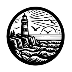 lighthouse silhouette vector illustration