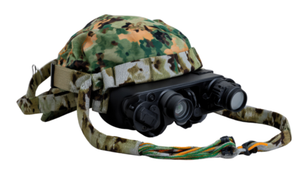 Night Vision Device: A detailed view of a cutting-edge night vision device. The image highlights the device's intricate design, showcasing the technology's precision and advanced features.