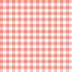 Warm rose pink gingham seamless pattern with classic checkered grid