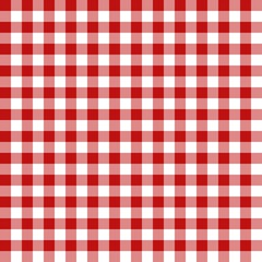 Bright scarlet red gingham seamless pattern with geometric check layout