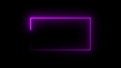 Glowing neon rectangle in purple light with a black void futuristic design perfect for digital art and technological concepts