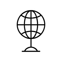 Black Globe Icon in Silhouettes Style Representing Global Network or Internet Connectivity on White Background