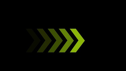 Green arrow directional indicators pointing right on a black background perfect for navigation and ui design