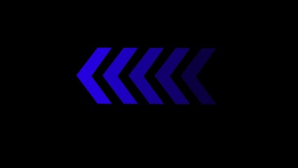 Modern design featuring gradient blue arrows indicating directional movement and progress against a black backdrop for digital design and branding