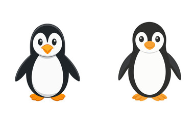 Naklejka premium Set of cartoon cute penguin vector illustration design