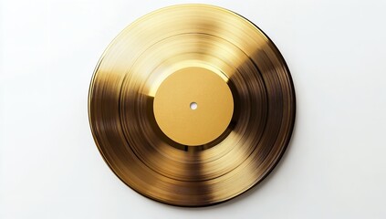 Top View of Golden Record Hanging on White Wall, Music Award Display