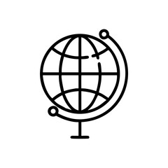 Black Globe Icon in Silhouettes Style Representing Global Network or Internet Connectivity on White Background