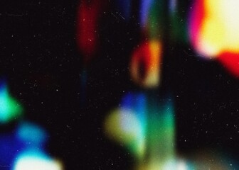 Grainy rainbow Lens Optical Flare Film Dust Overlay Effect Vintage Abstract Light Leaks Photo Retro Camera Defocused Blur Reflection Bright Sunlights. Use Screen Overlay Mode for Photo Processing.