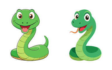 Obraz premium Set of cartoon snake vector illustration design