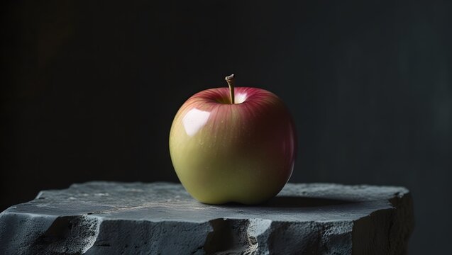 Still Life Aples: Red Apple on Stone