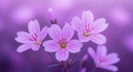 Obraz premium Light Purple Flowers Soft Focus Floral Macro Photography