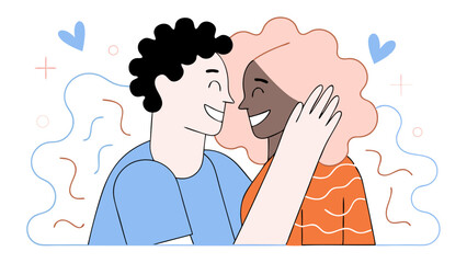 Happy Interracial Couple in Love