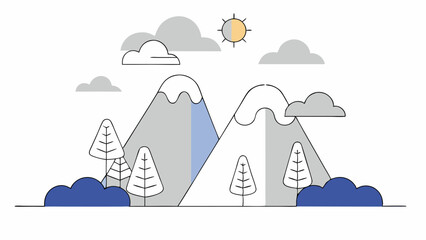 Naklejka premium Minimalist Mountain Landscape Illustration
