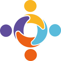 Abstract Concept of Unity: This image depicts an abstract concept of unity, cooperation, and teamwork through a vibrant and dynamic circular design. Illustrating collaboration, synergy.