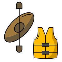 kayak and safety vest icon
