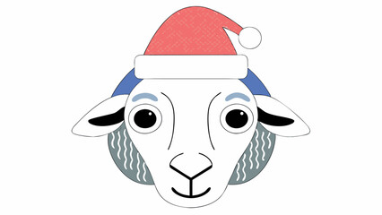 Cute Sheep in Santa Hat