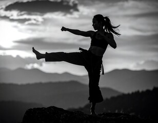 Martial Artist Shadow Kick