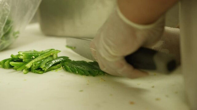 Chopping cucumber - slow motion