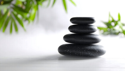 Obraz premium Stacked Stone Formation on Clouds Against a Gray Sky