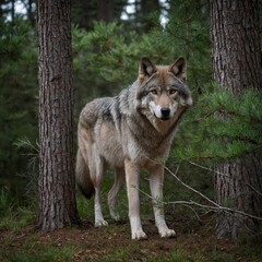 Naklejka premium gray wolf canis lupus