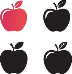 Red Apple Minimal Flat Vector Healthy Food Icon