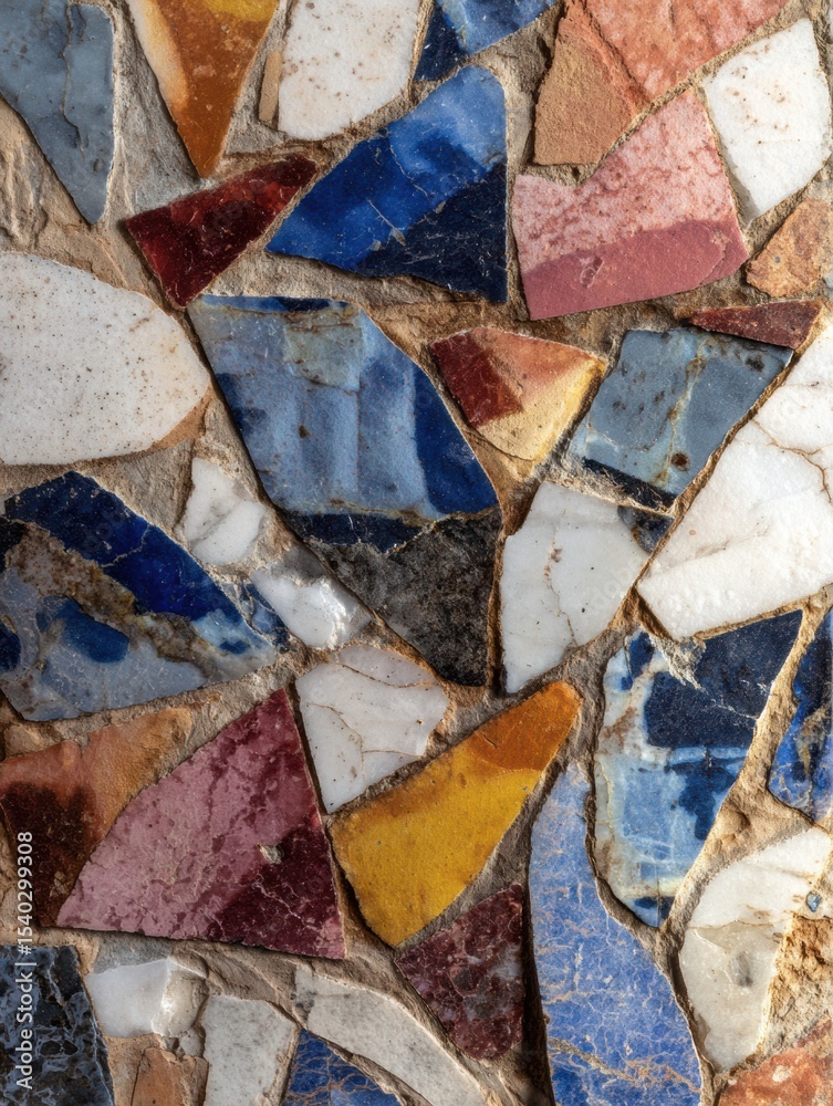 Poster Mosaic of Mixed Fragments Creating a Colorful Harmony in an Artistic Design From a Vibrant Location