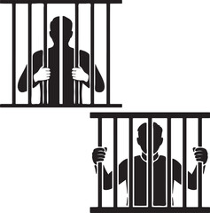 Man Standing Behind Prison Bars