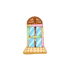 a biscuit and chocolate window