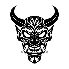 Traditional Japanese Demon Head Illustration