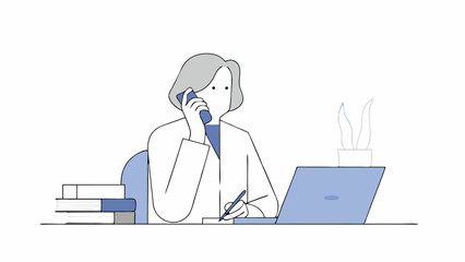 Businesswoman on Phone Call, Working at Desk