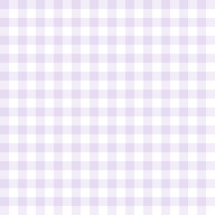 Pale lilac gingham seamless pattern with light square grid in repeat format