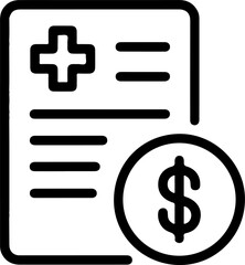 Fototapeta premium Medical Bill Cost Healthcare Expenses Document Icon Black Bold Outline Style Graphic Design Element