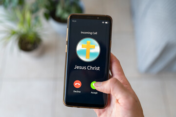Jesus Christ calling to you. Incoming call from the son of god.