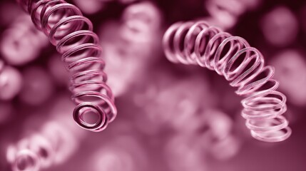 Liquid crystal polymer actuation background with heat-induced spiral coils in magenta, soft robotics texture.