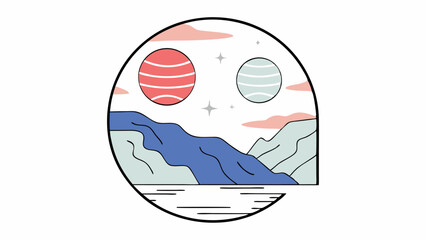 Minimalist Landscape with Celestial Bodies