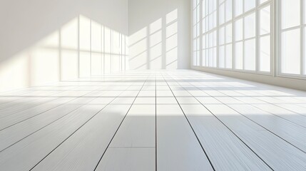 Sunlit empty white room