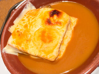 Typical Portuguese sandwich from Porto region called Francesinha
