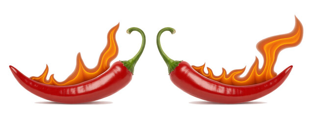 Fiery Red Chili Peppers with Flames Design Element for Spicy Food Branding and Menu Design