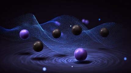 Acoustic tweezer particle array background with levitated silica spheres in ultrasound nodes, physics art.