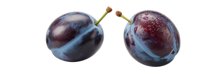 Fresh Juicy Plums Isolated on Black Background Perfect for Food Packaging Design or Culinary Websites