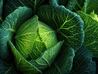 Fototapeta premium Close-up of fresh green lettuce leaves with detailed texture and vibrant color for healthy salad ingredients