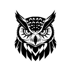 Obraz premium Owl Head Vector - Symbol of Wisdom and Mystery